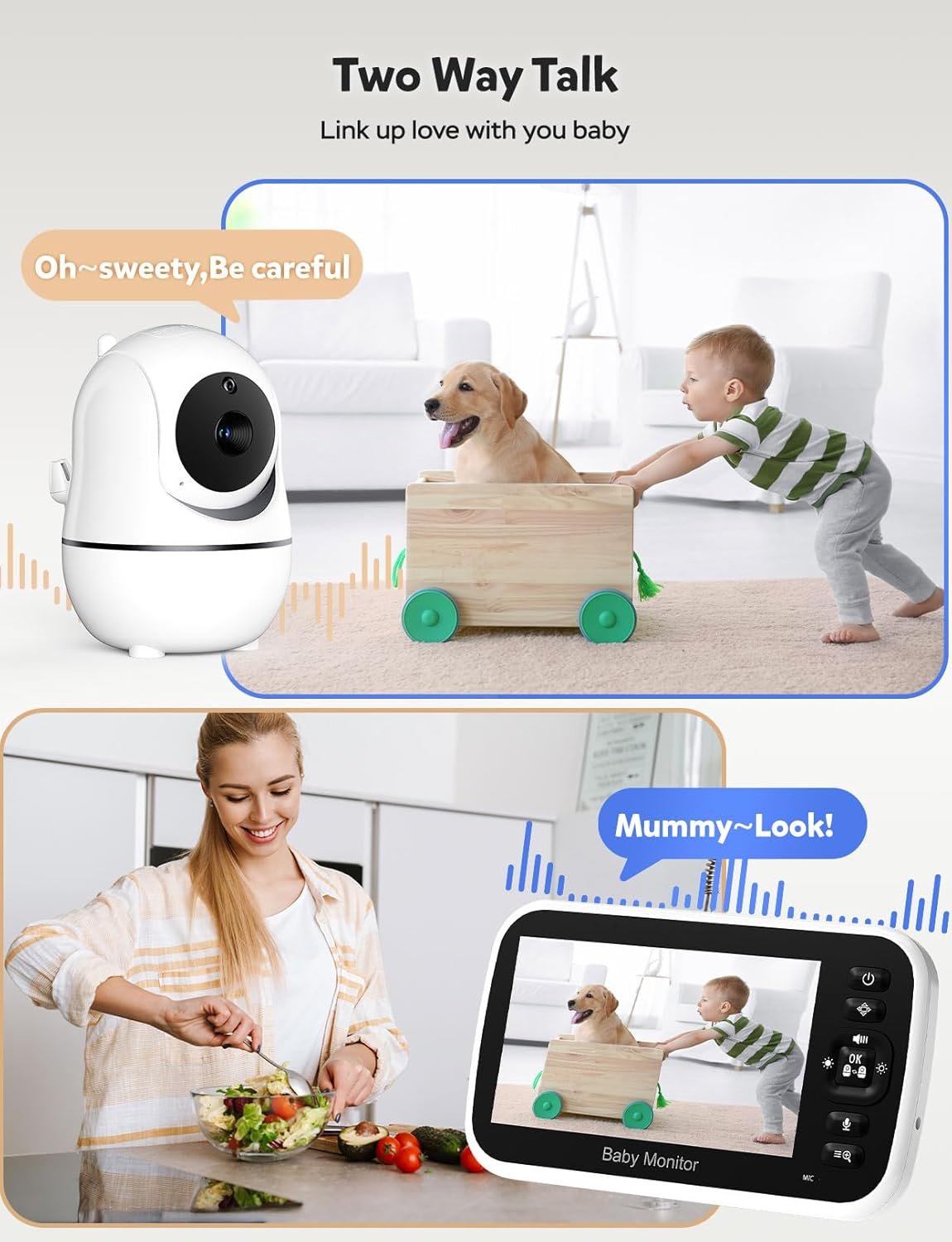 GoodBaby 5" Split Screen Baby Monitor with 2 Cameras and Audio - Image 5