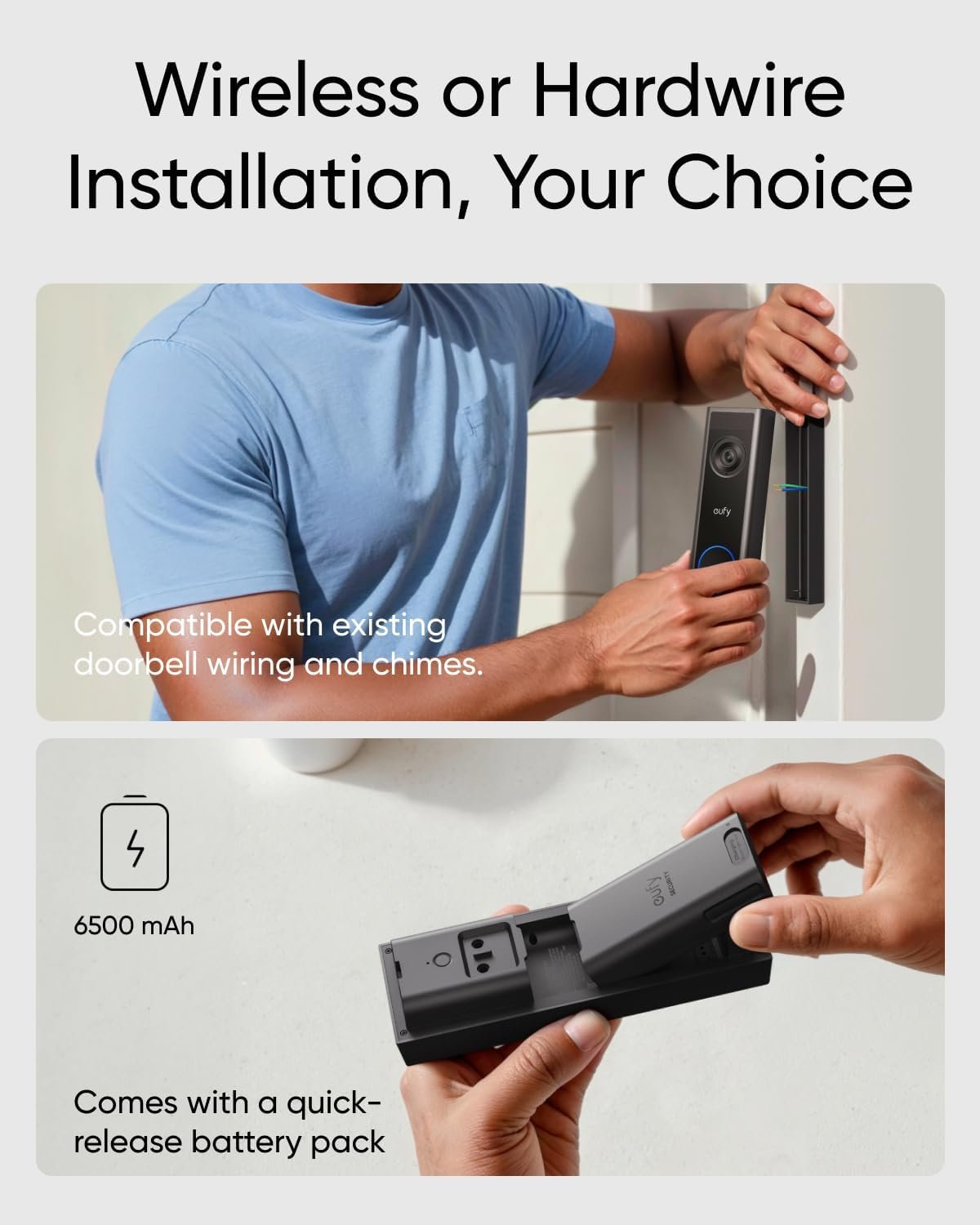 eufy Security Video Doorbell C31, 2K FHD, Battery or Wired, No Subscription - Image 3