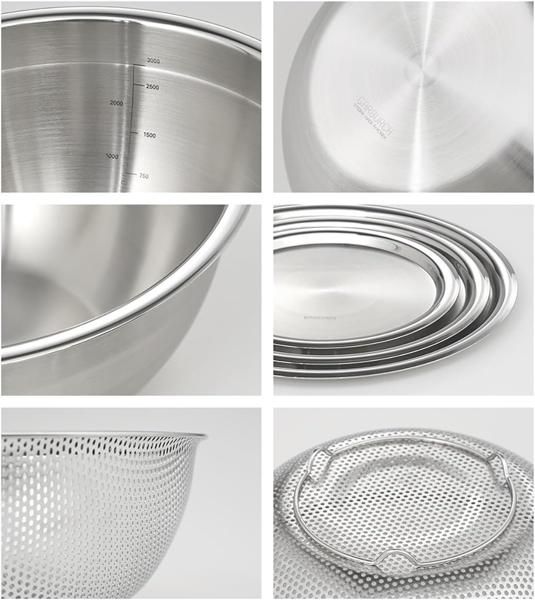 Mixing Bowl + Colander Stainless Steel Food Storage Containers with Lids Set 3 Bowls 3 Lids 3 Colanders Kitchen Appliances Dishwasher Safe Premium South Korea - Image 8