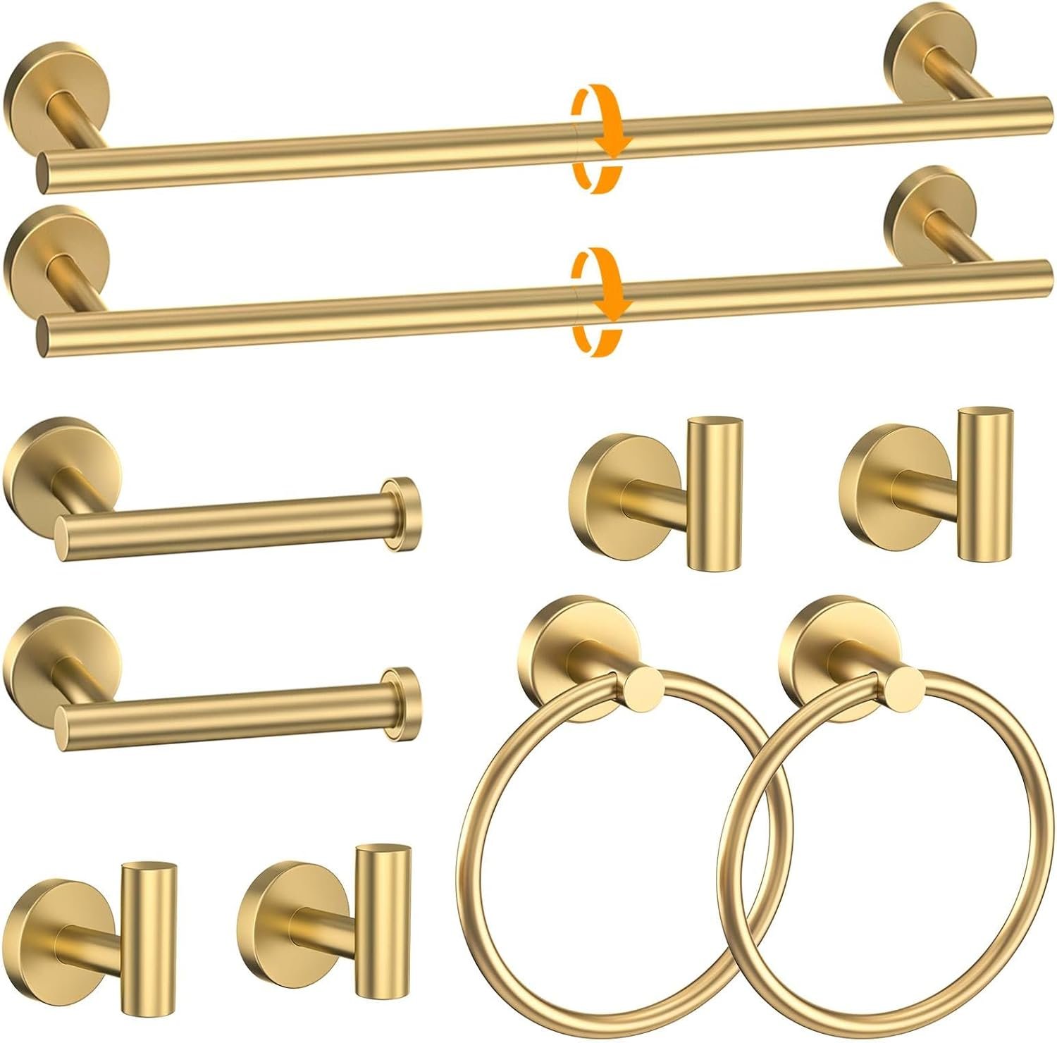 Brushed Gold Towel Bar Set 10 Piece...