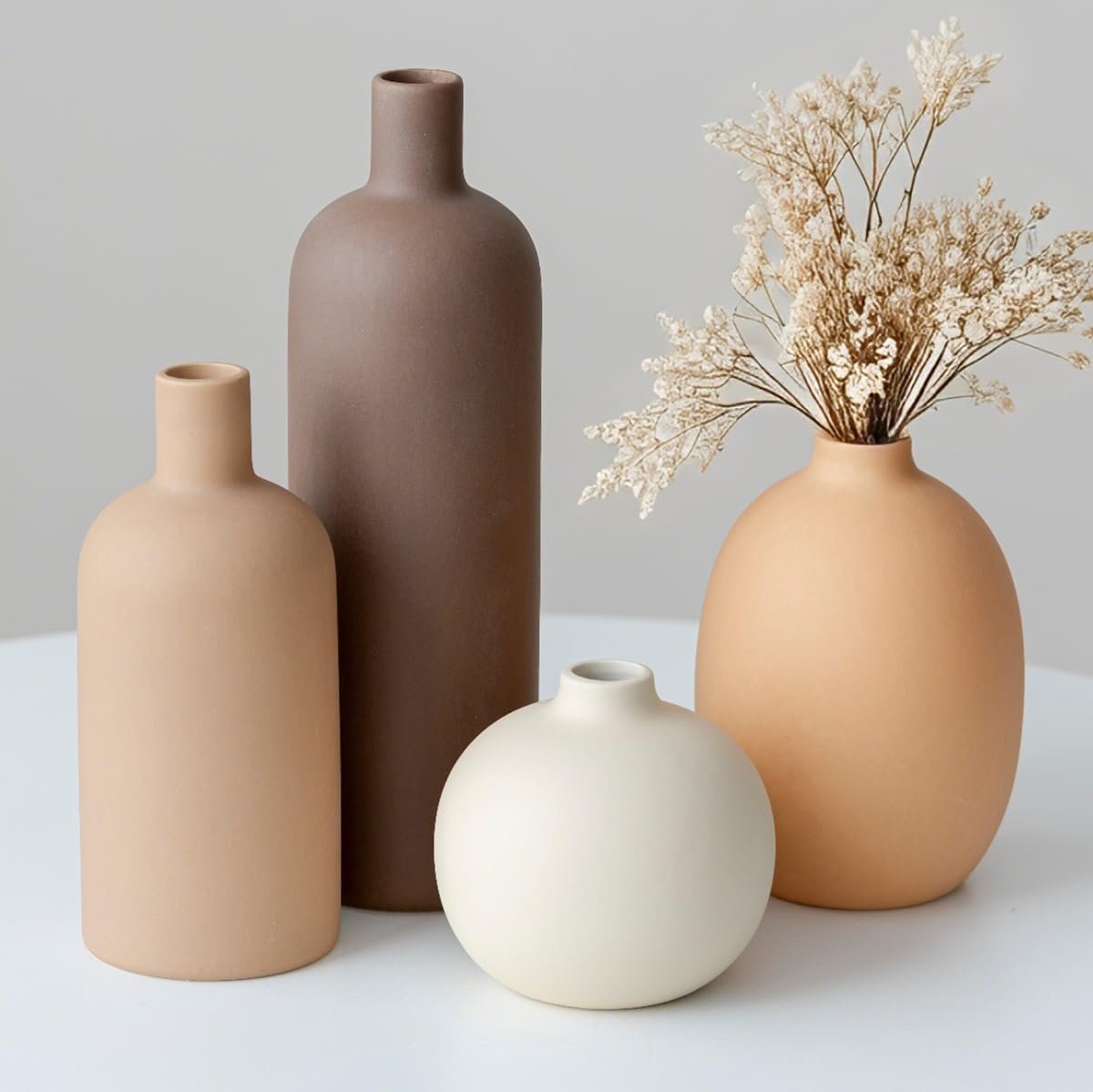Modern Ceramic Vase Set, Neutral Co...