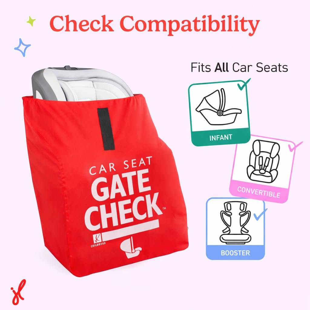 J.L. Childress Gate Check Travel Bag for Car Seats & Infant Carriers, Red - Image 4