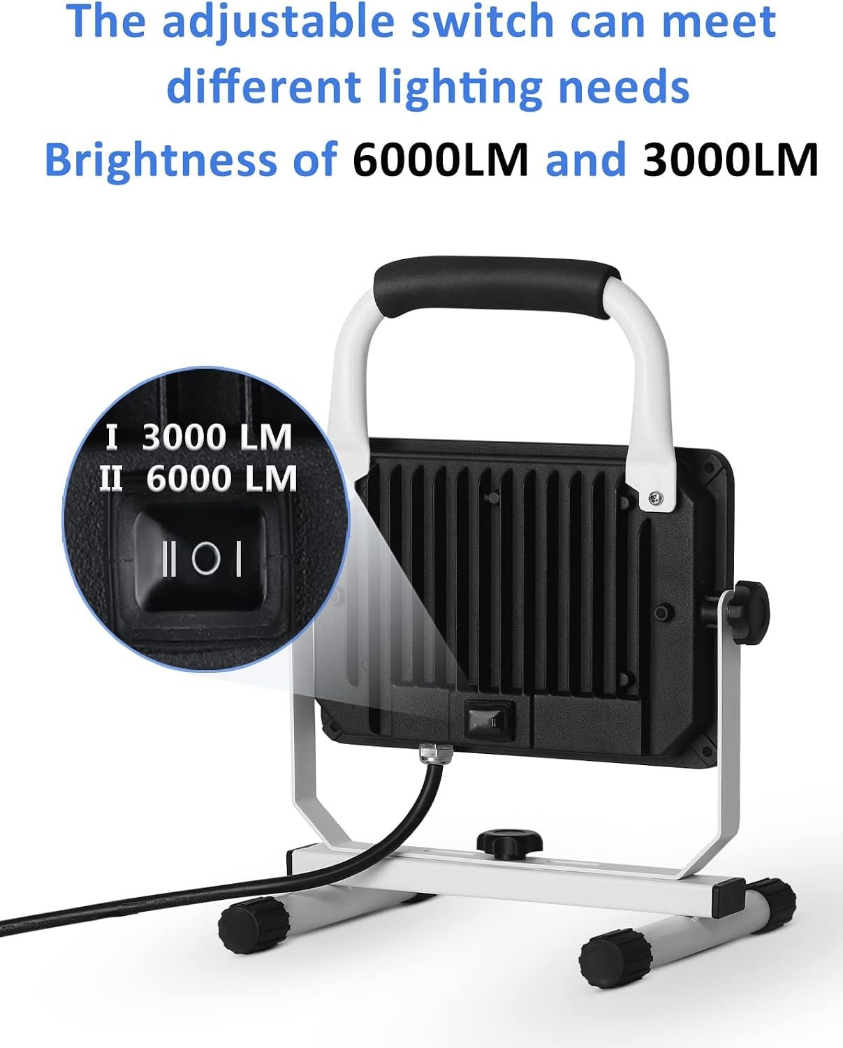 UFOND 6000 Lumen LED Work Light with Stand, 60W Waterproof Flood Light - Image 3