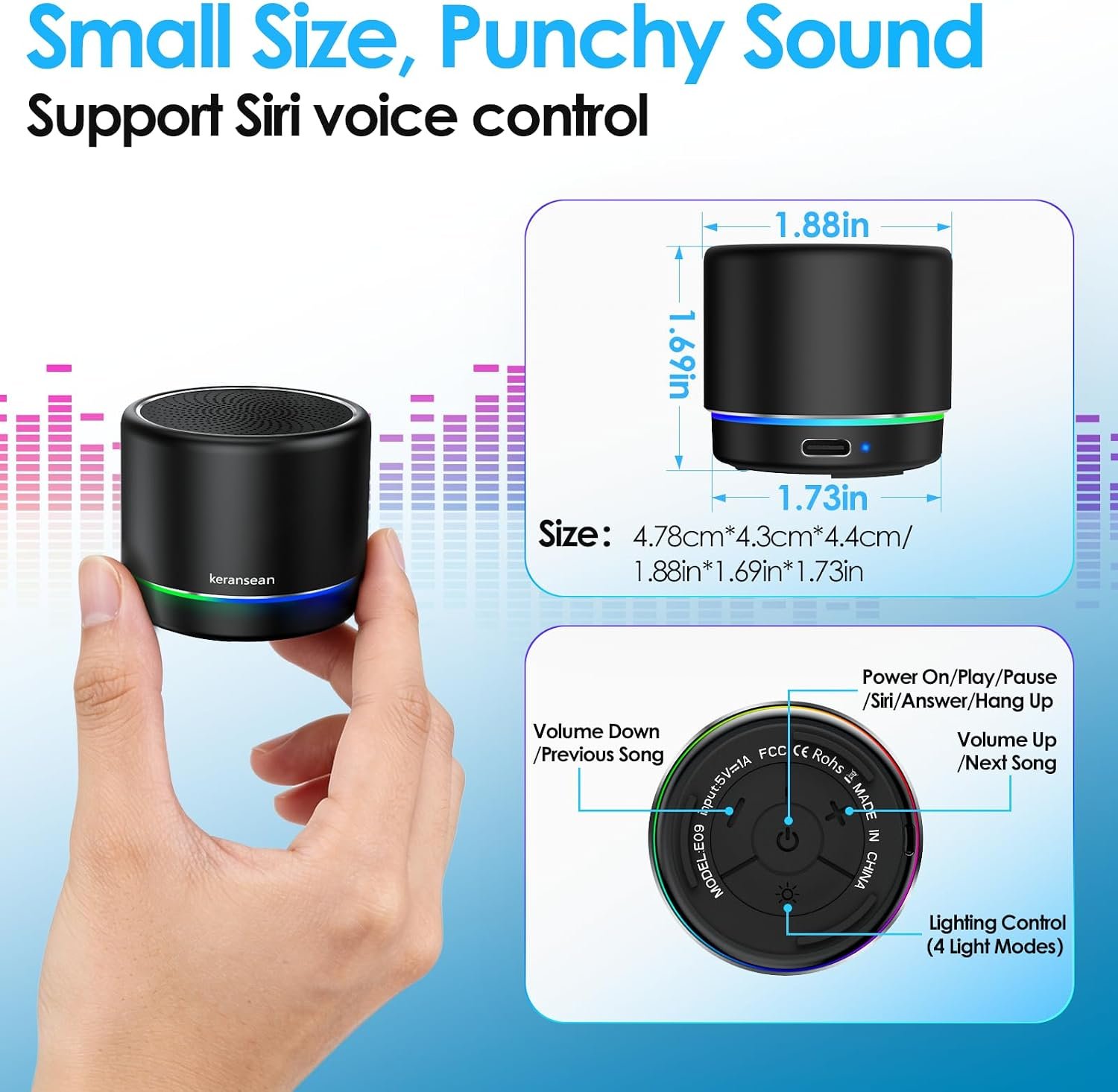 Portable Bluetooth Speaker 5.4, Mini Speaker with Noise Reduction Mic,Black - Image 7