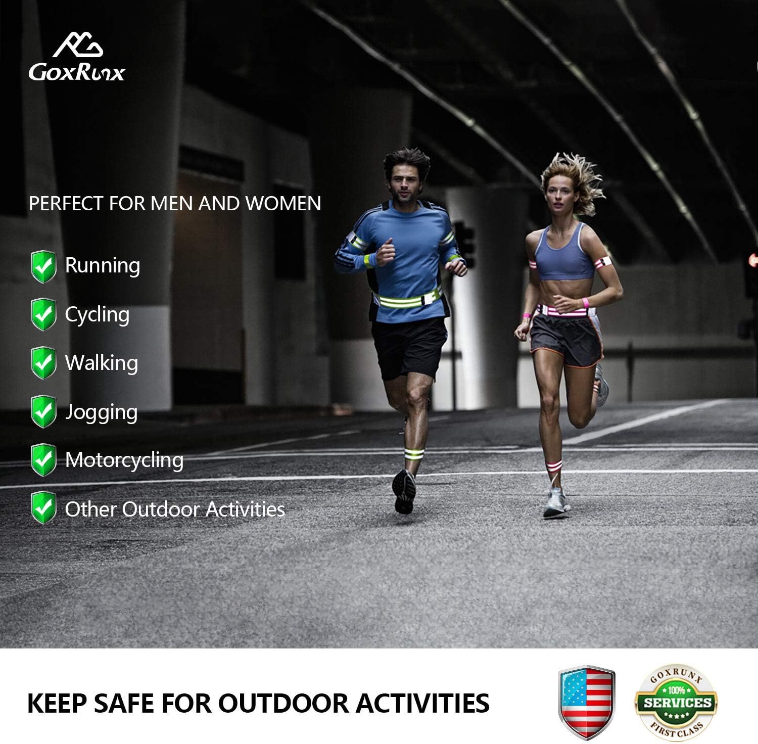 GoxRunx Reflective Bands Running Gear 6 Pack-Adjustable Reflective Armband Arm Wrist Ankle Leg Bands Reflectors -Reflective Tape Straps for Clothing Night Running Cycling Walking -Slap Bracelets - Image 2
