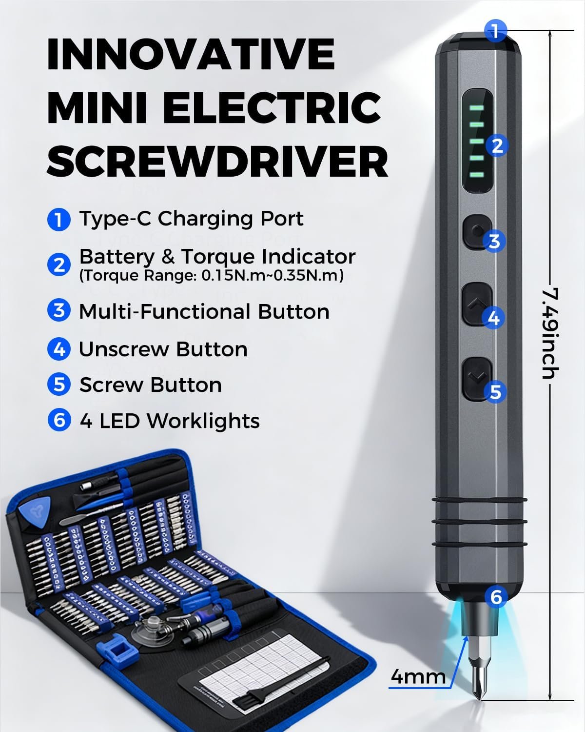 Mini Electric Screwdriver Set 140-IN-1: Small Electric Screwdriver Cordless - Image 2