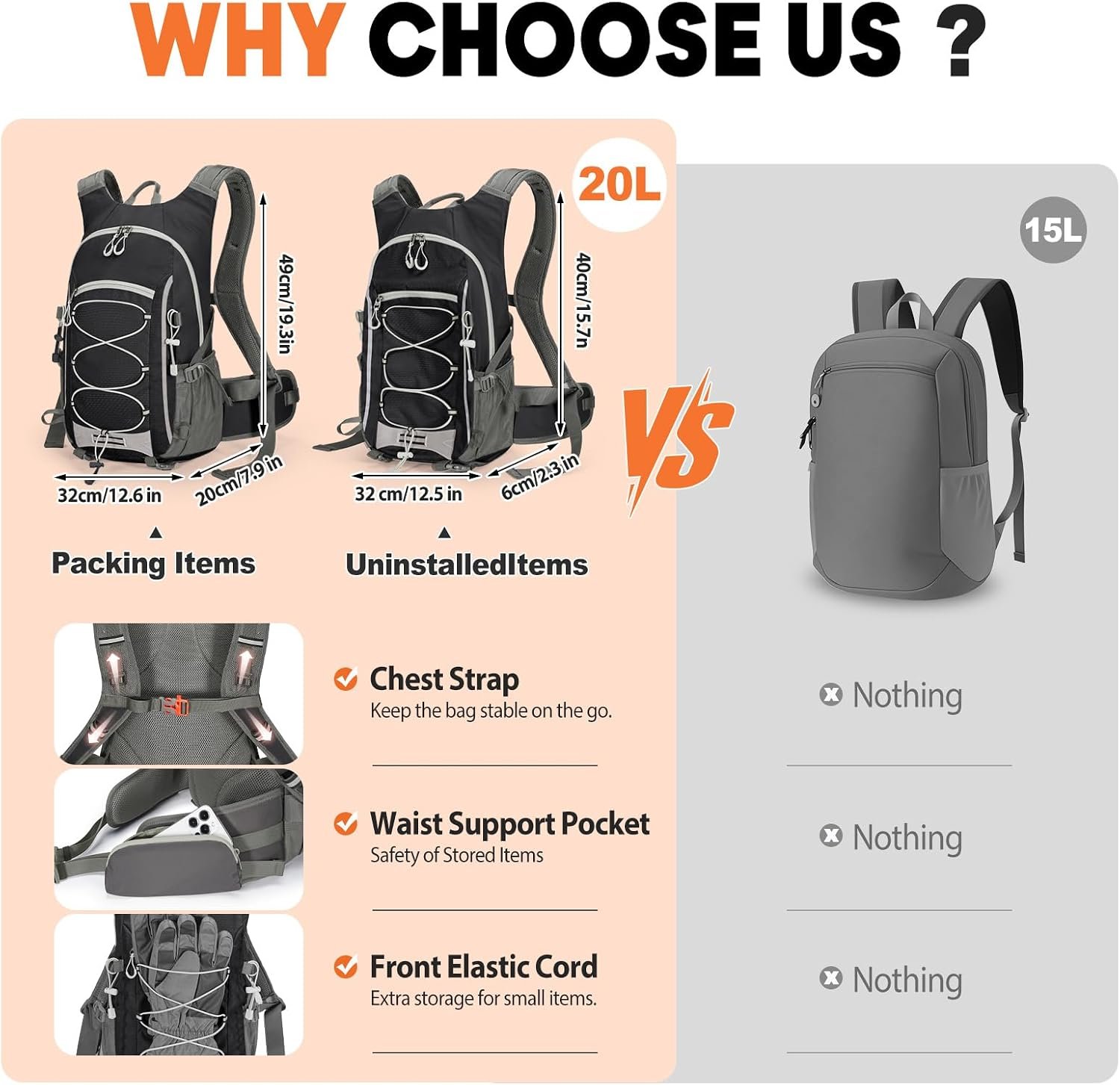 30L Hiking Backpack Daypack Lightweight Rain Cover Travel Camping - Image 2