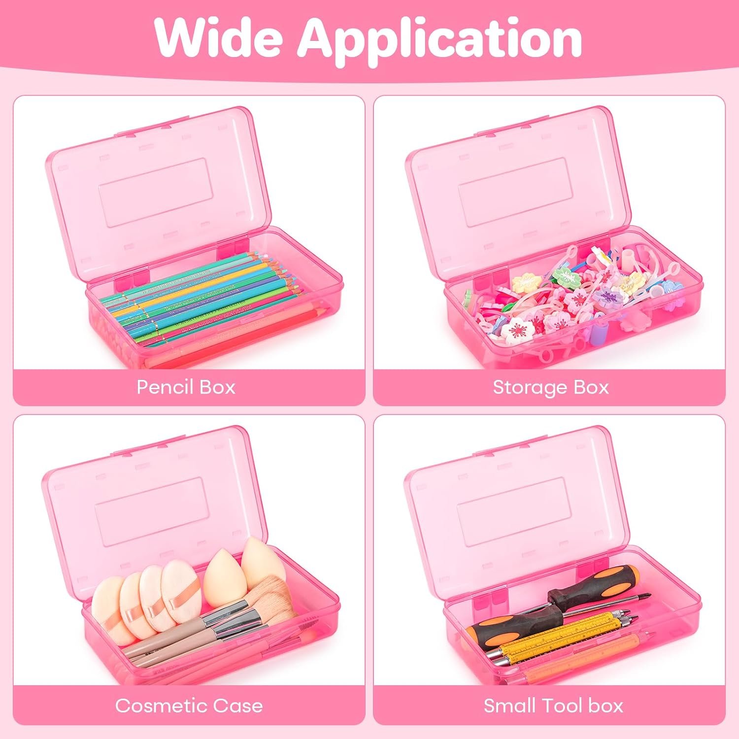 Plastic Hard Clear Color Pencil box Case for Girl Boy kids - Image 6