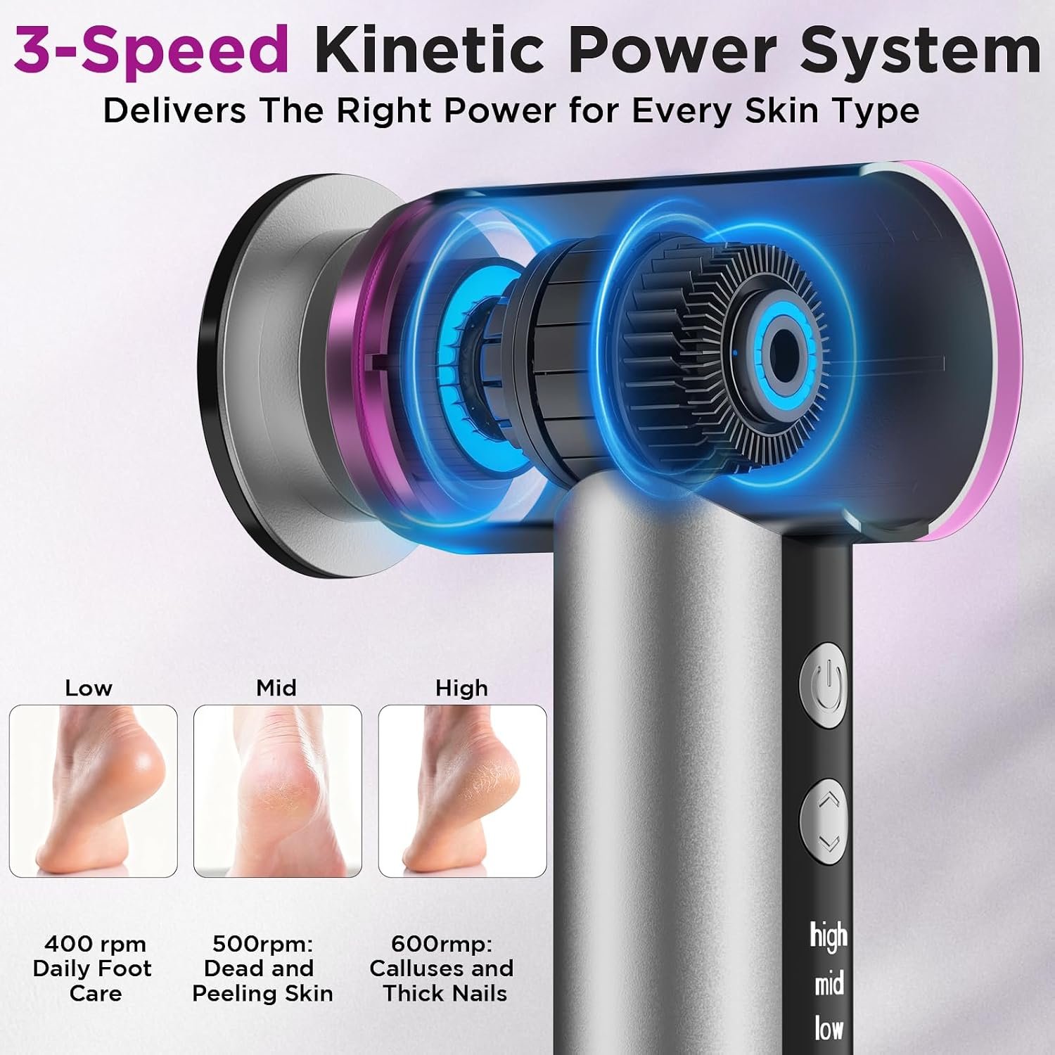 Electric Foot Callus Remover, Apply Oil,Foot File,Reusable Nano-Glass Head, Ergonomic Premium Aluminum Callus Remover for feet, Professional Foot SPA Pedicure Tool at Home - Image 6
