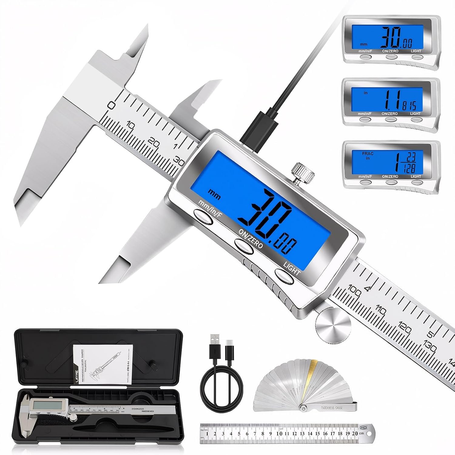 Digital Caliper 6 Inch, Rechargeabl...