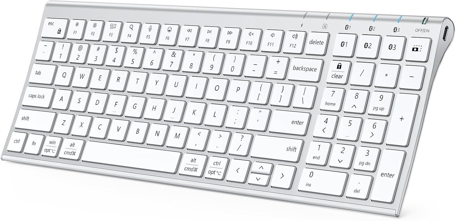 iClever BK10 SE Bluetooth Keyboard for Mac, Slim Full-Size Keyboard, Silver