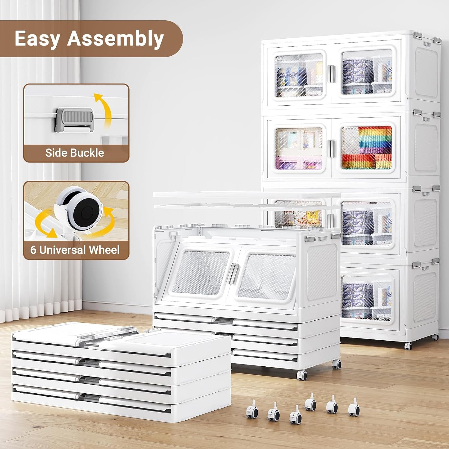 BROVIEW 660 Qt Extra Large Stackable Storage Bin with Lid, 3 Pack White - Image 4