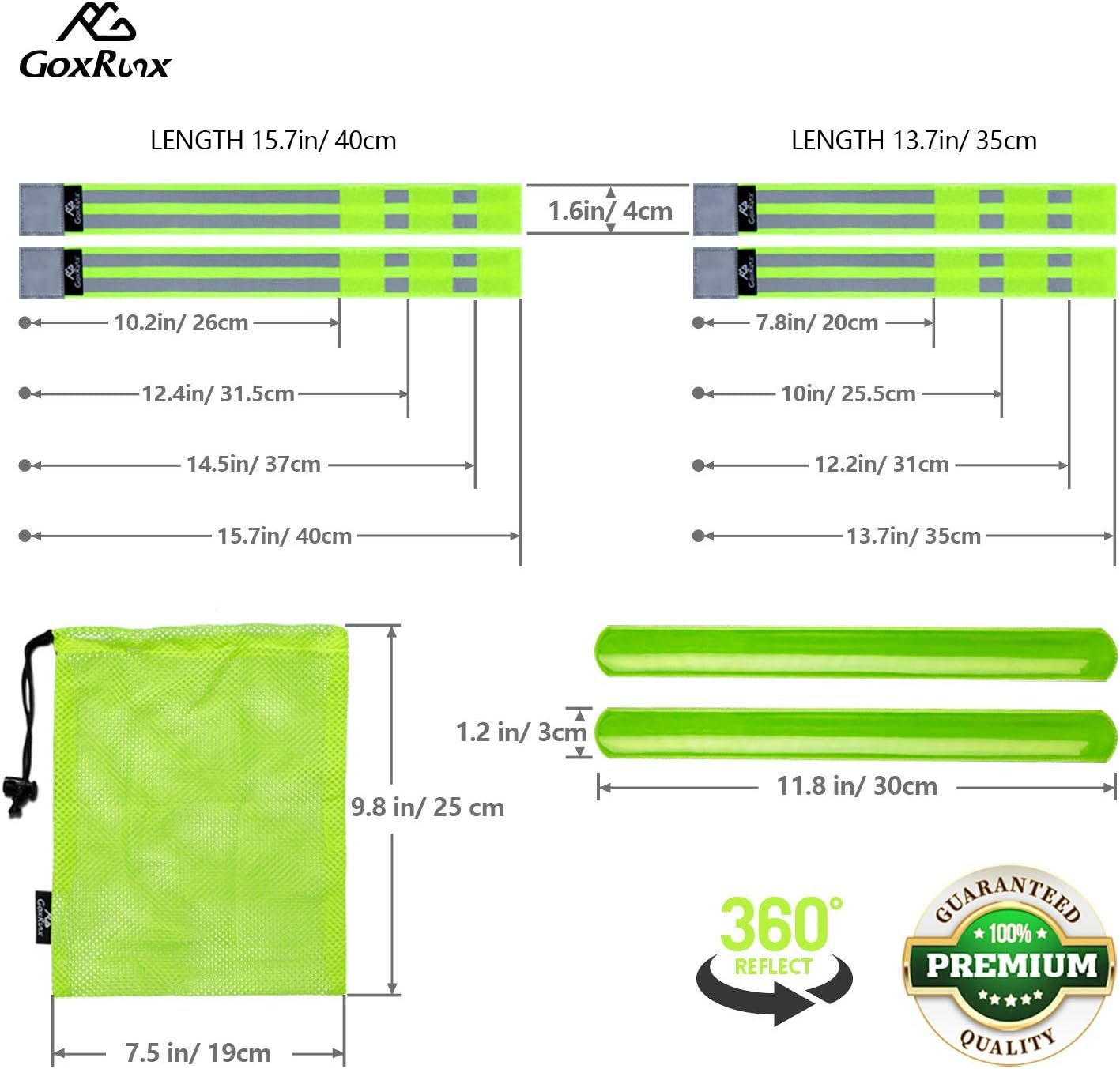 GoxRunx Reflective Bands Running Gear 6 Pack-Adjustable Reflective Armband Arm Wrist Ankle Leg Bands Reflectors -Reflective Tape Straps for Clothing Night Running Cycling Walking -Slap Bracelets - Image 5