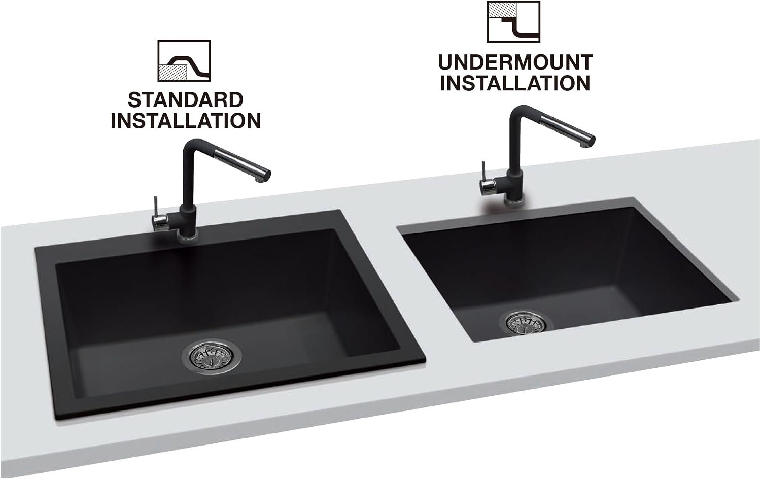 Zuhnë Rialto 31 Black Granite Composite Kitchen Sink, Dual Mount Undermount Drop-In Double Bowl, Matte Black, Quick Drain Dry Tech, Cutting Board, 31 x 20 in - Image 6