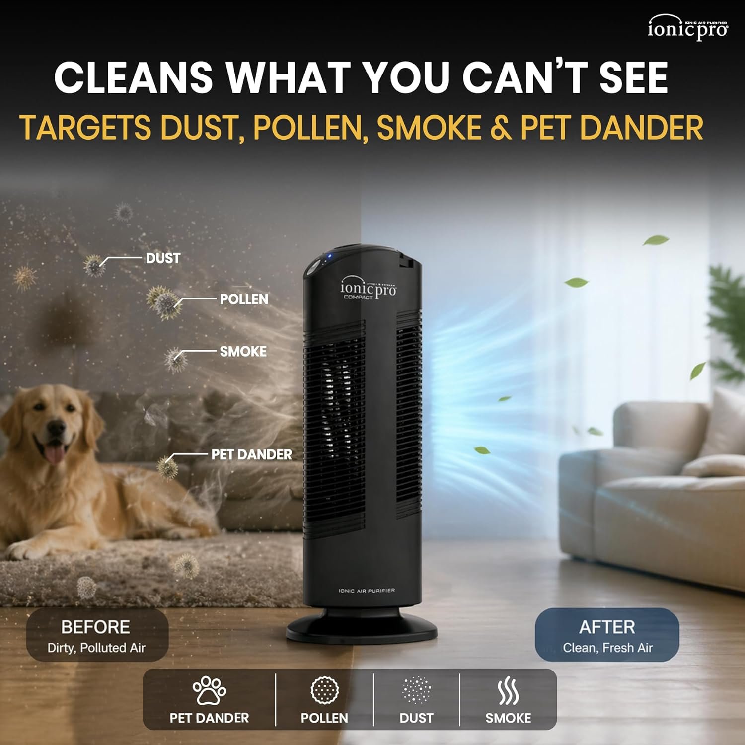 Ionic Pro Compact Filterless Air Purifier for Home, Cleans Up to 300 sq.ft - Image 7