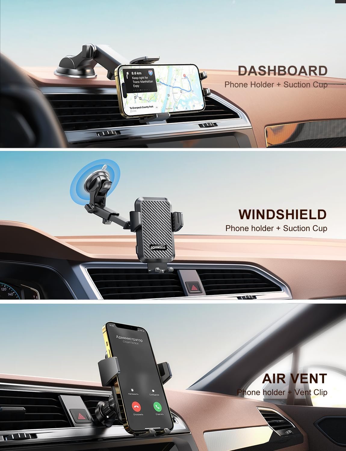 JOYMASS Wireless Car Charger, Phone Holders for Your Car, 15W Auto Clamping Phone Mount Car Accessories for iPhone 16 15 14 13 12 Mini Pro Max 11 XR XS, Samsung Galaxy S24 Ultra S23 S22+ Note 20, etc - Image 5