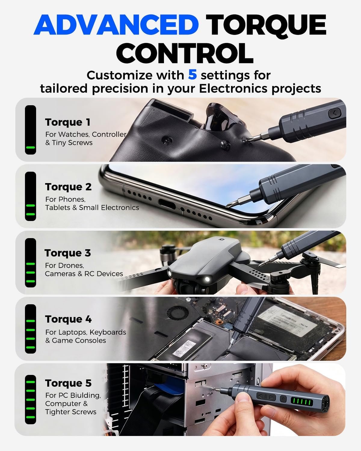 Mini Electric Screwdriver Set 140-IN-1: Small Electric Screwdriver Cordless - Image 3
