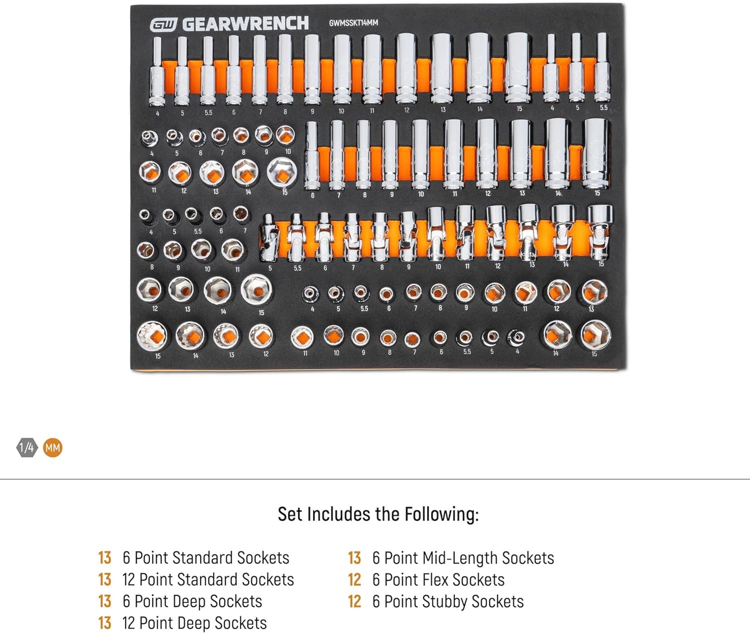 GEARWRENCH 89 Piece 1/4” Drive Master Metric Socket Set | GWMSSKT14MM - Image 6