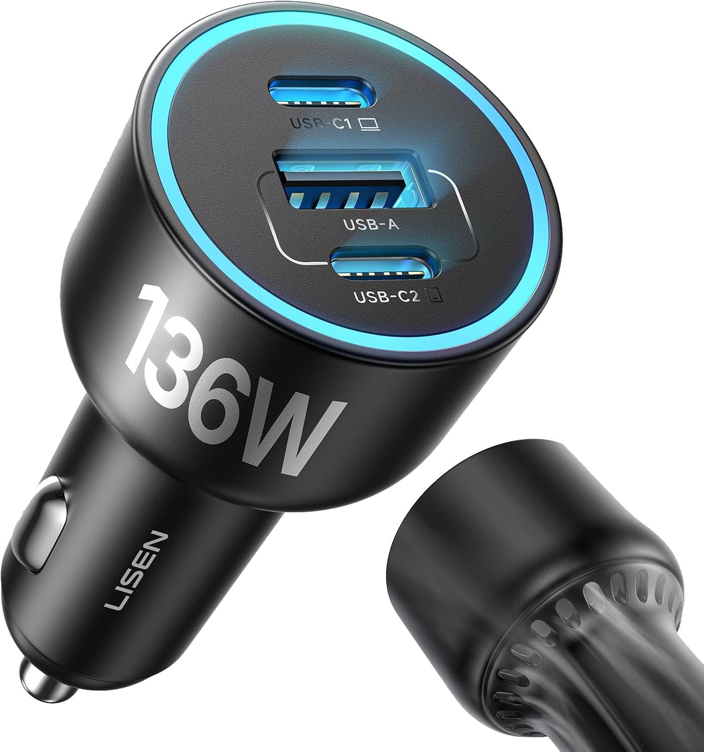 LISEN 136W Car Charger USB C Fast C...