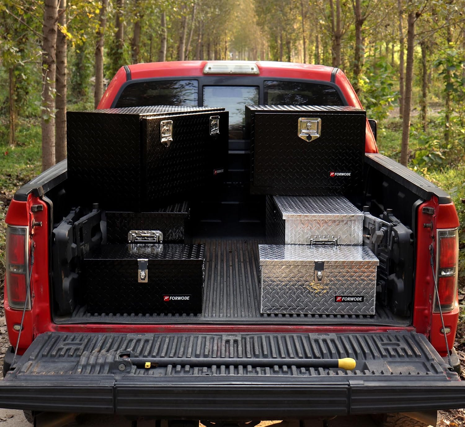 FORWODE 39 Inch Aluminum Truck Tool Box Lockable Truck Bed Tool Box Waterproof Truck Bed Storage Box with Gas Struts & Side Handle Truck Tool Chest for Pickup, Truck Bed, RV, Trailer & Garage (Black) - Image 7