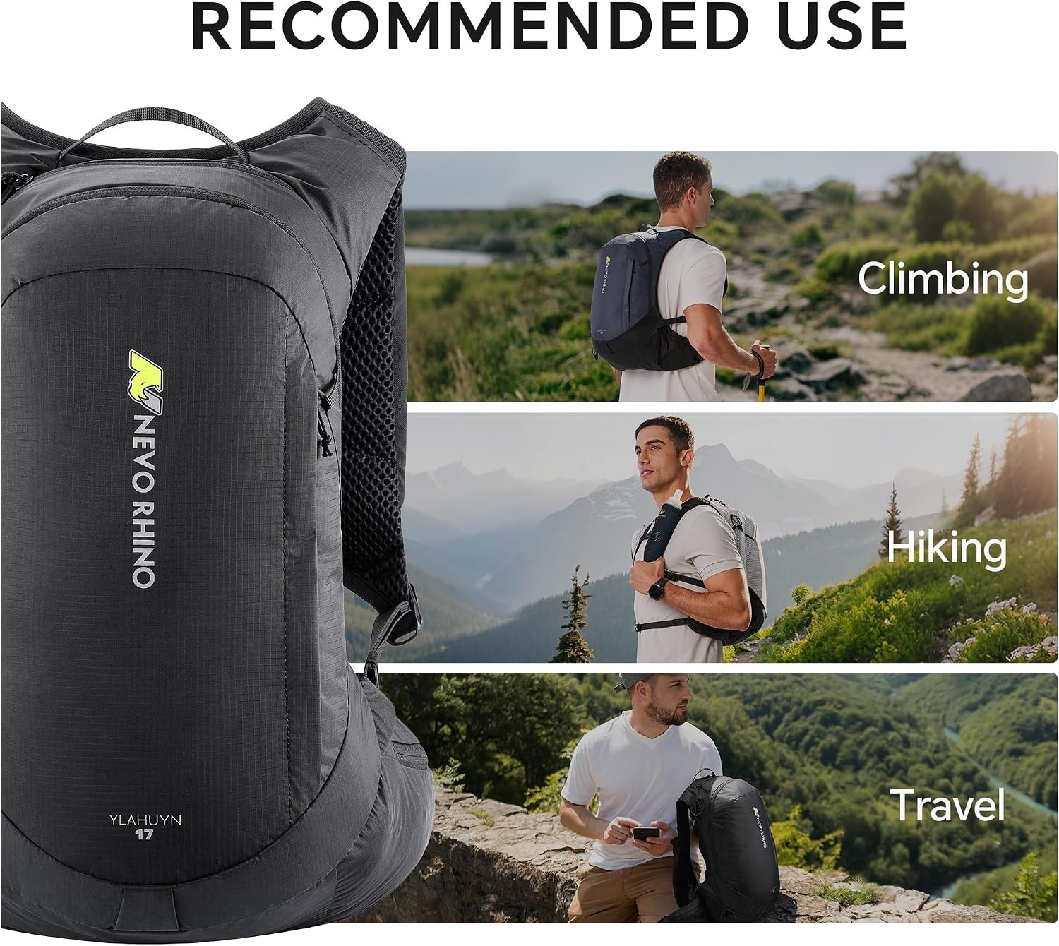 N NEVO RHINO 17L Hydration Backpack, Water Backpack with 500ml Soft Flask - Image 7