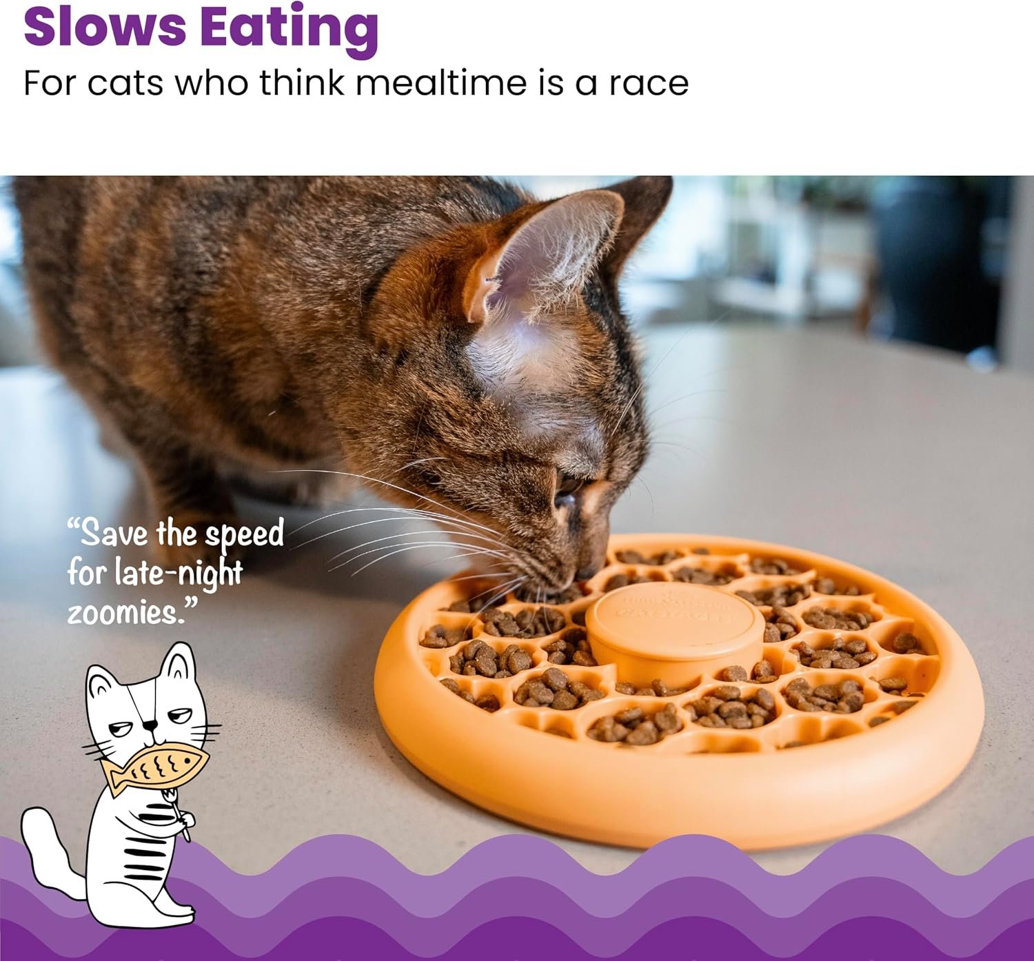 Catstages Slow Feeder Bowl & Treat Puzzle Cat Toy, Aids Digestion, 6.6" - Image 2