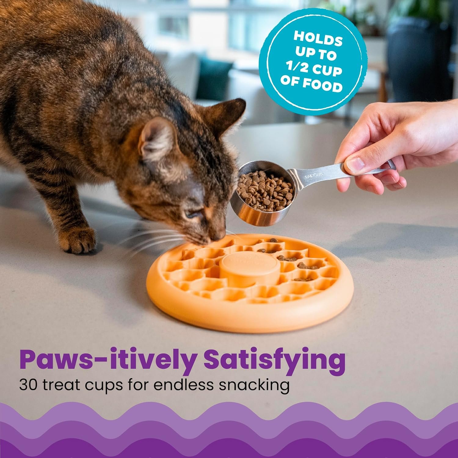 Catstages Slow Feeder Bowl & Treat Puzzle Cat Toy, Aids Digestion, 6.6" - Image 3