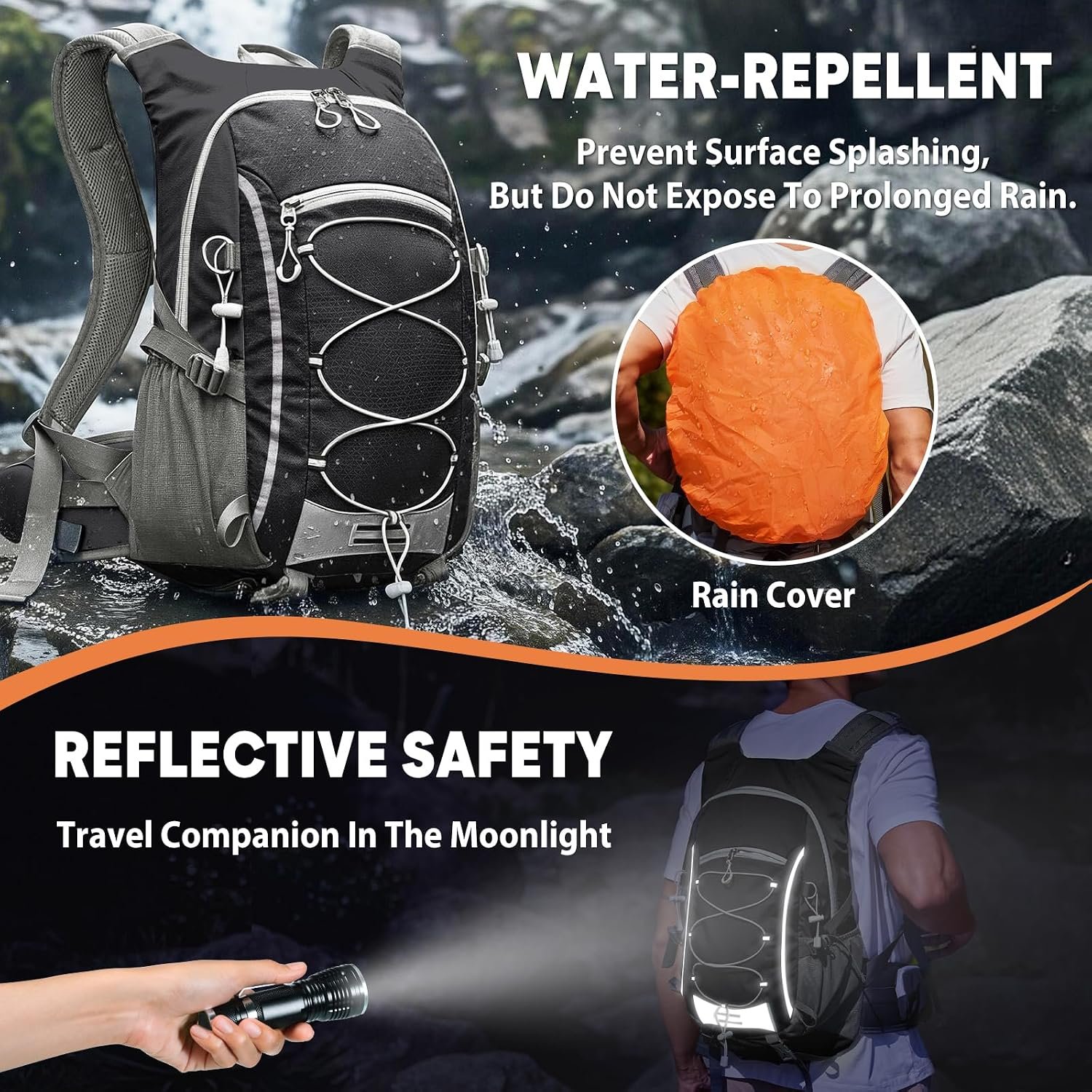 30L Hiking Backpack Daypack Lightweight Rain Cover Travel Camping - Image 5