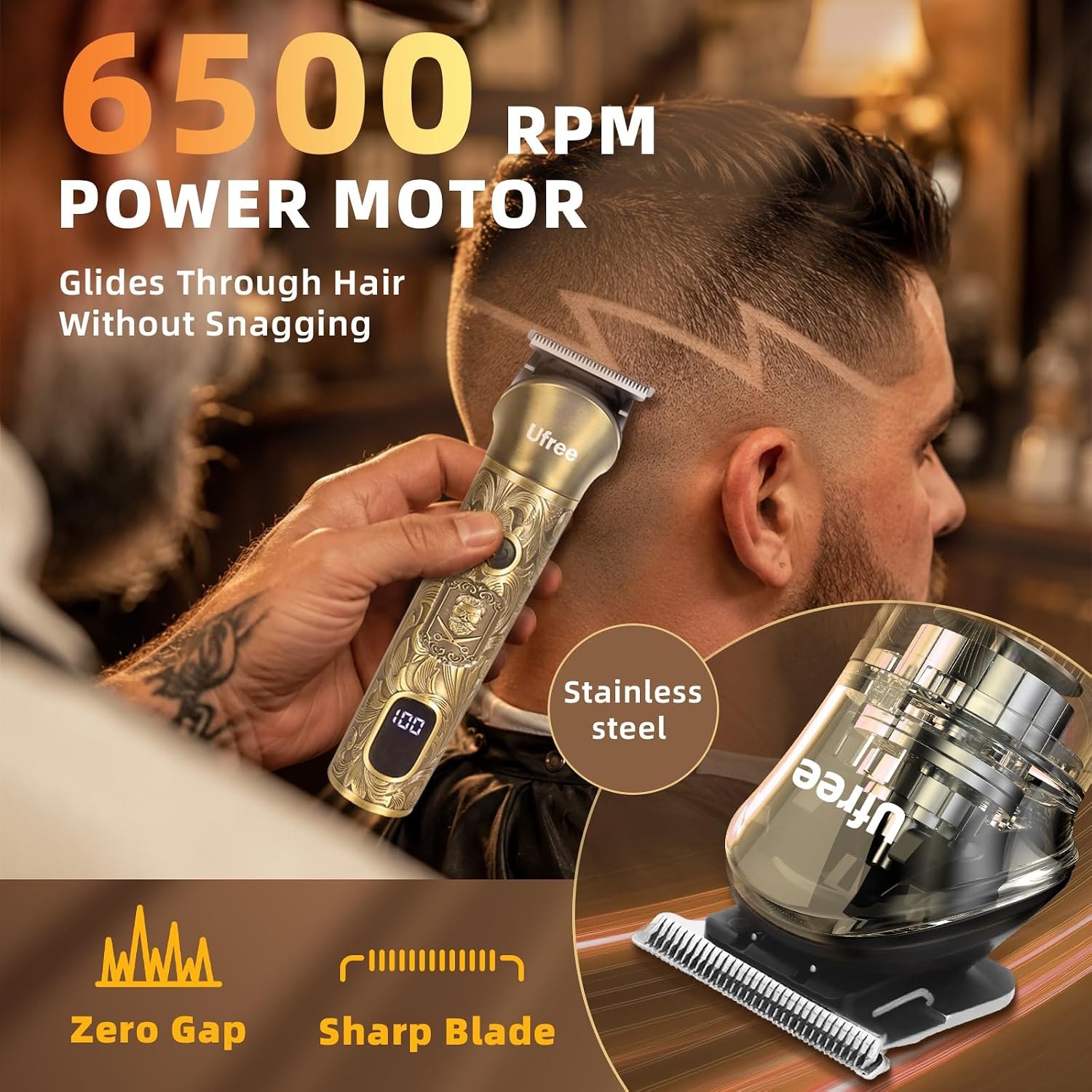 Ufree Professional Beard Trimmer for Men, Electric Shaver Razor, Men Gift - Image 3