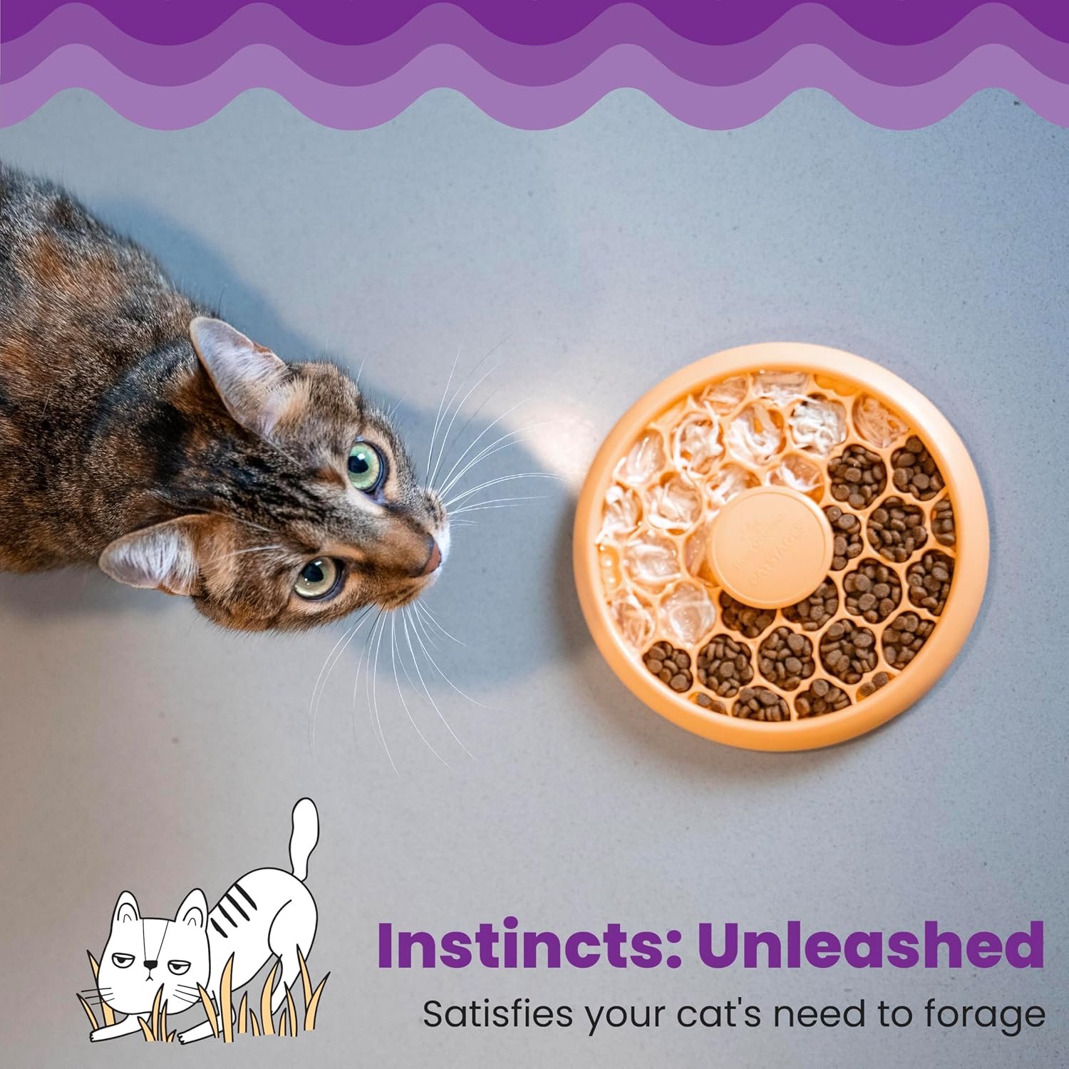Catstages Slow Feeder Bowl & Treat Puzzle Cat Toy, Aids Digestion, 6.6" - Image 5