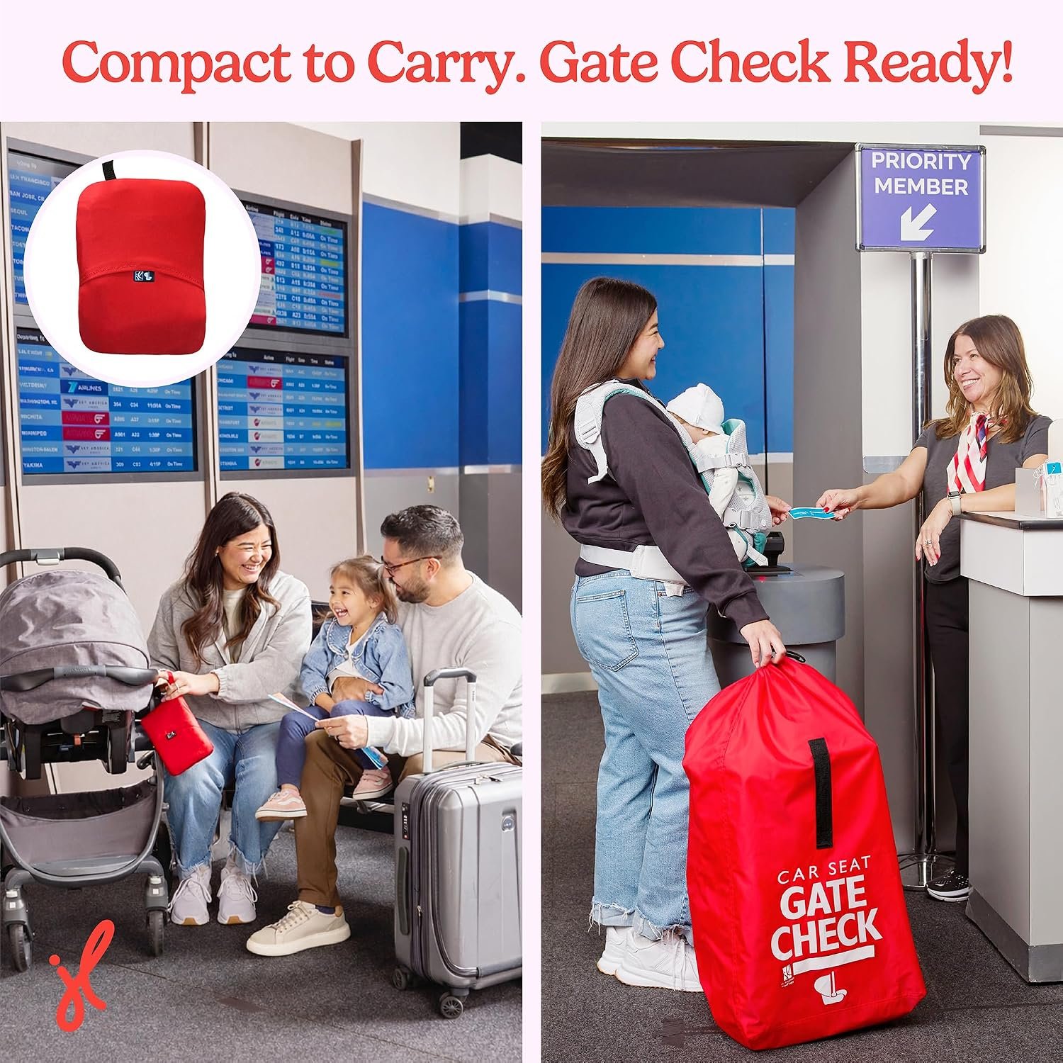 J.L. Childress Gate Check Travel Bag for Car Seats & Infant Carriers, Red - Image 8