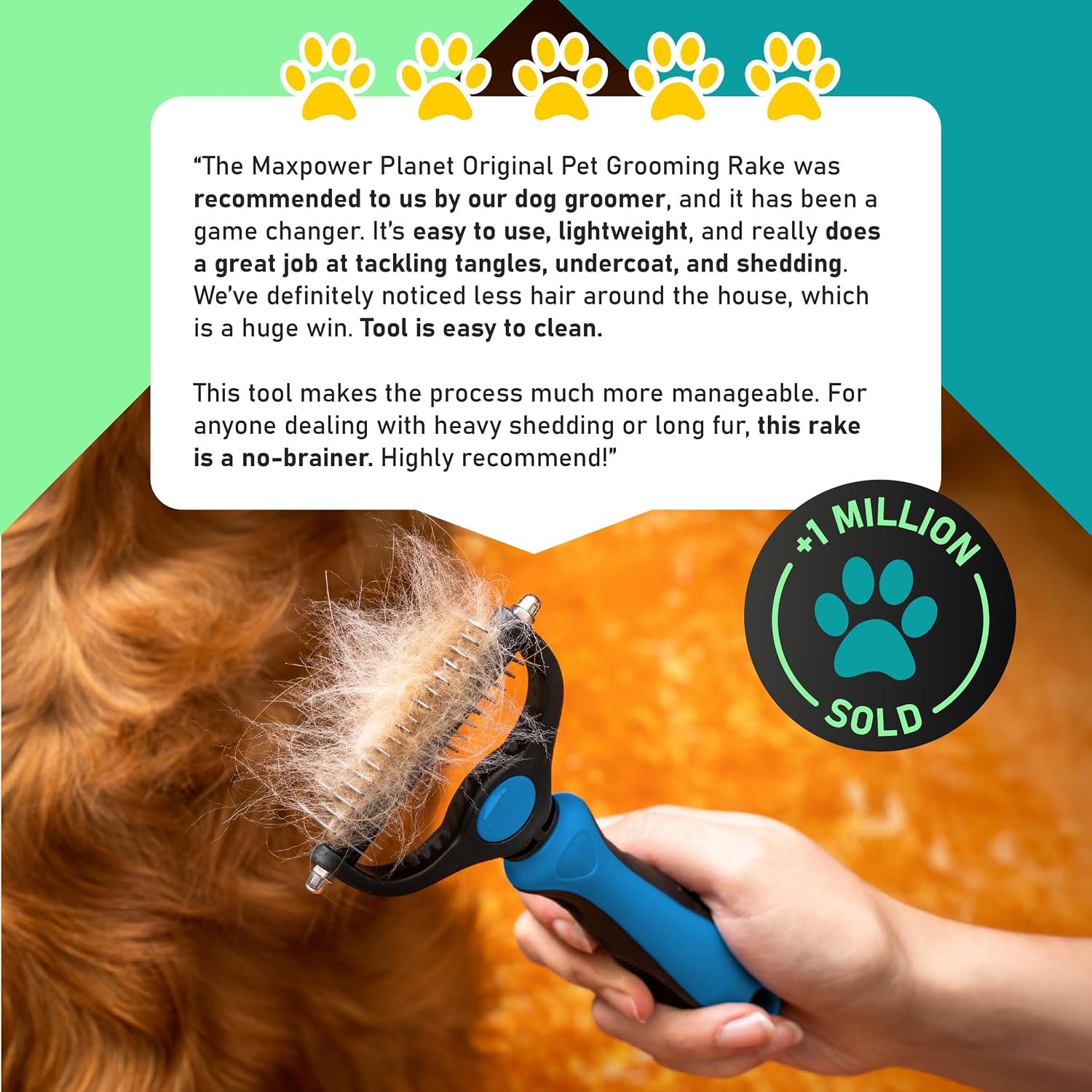 Maxpower Planet Dog Grooming Rake, Deshedding Undercoat Brush, Dogs & Cats - Image 9