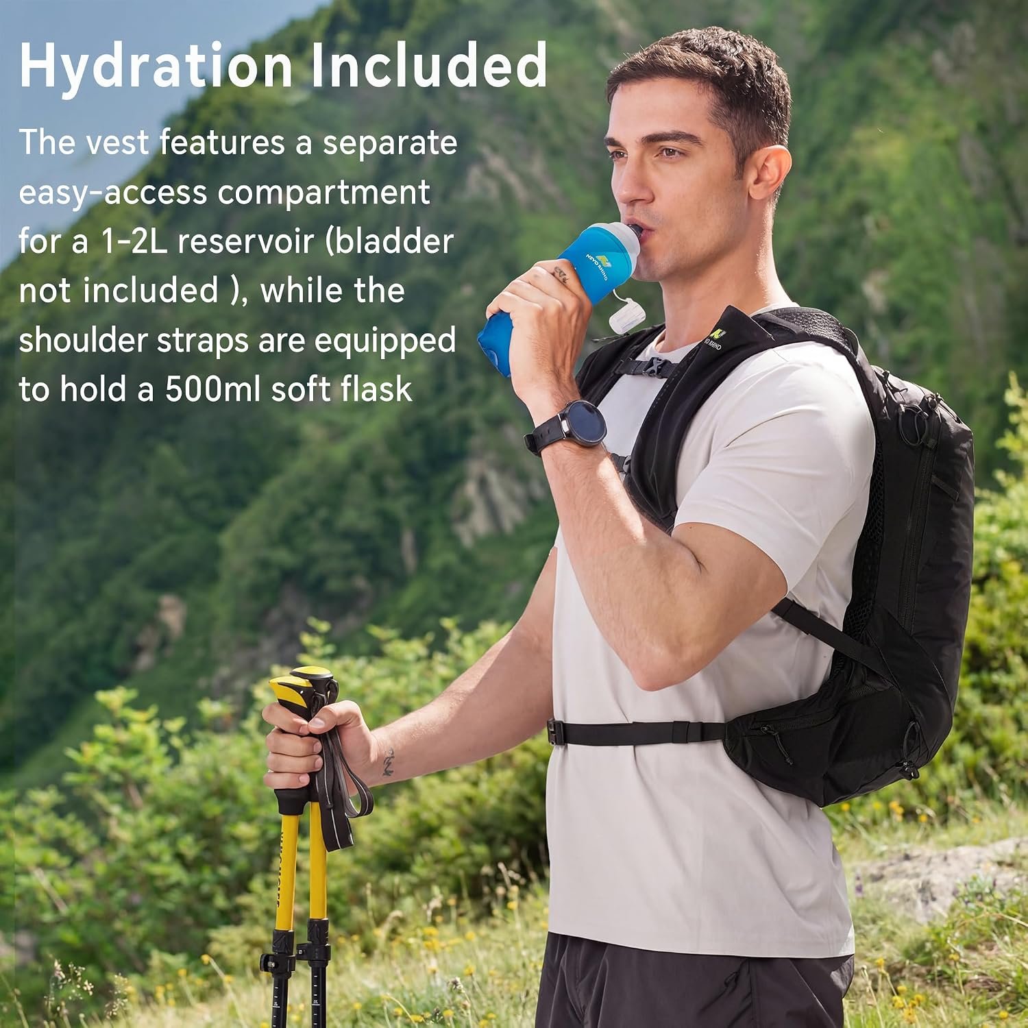 N NEVO RHINO 17L Hydration Backpack, Water Backpack with 500ml Soft Flask - Image 5