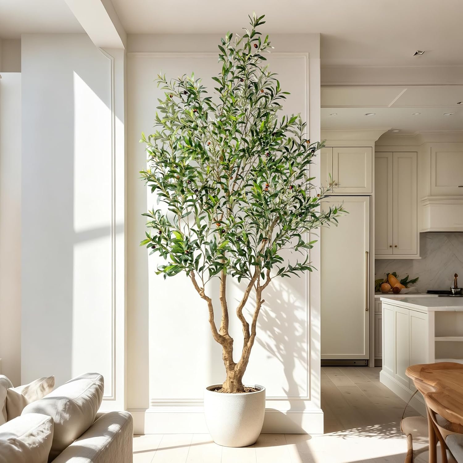 Large Faux Olive Tree Tall Artificial Trees with Pot Indoor Outdoor Realistic Floor Fake plantas for Home Living Room Bedroom Office Porch Outside Patio arboles para decoracion Housewarming Gift