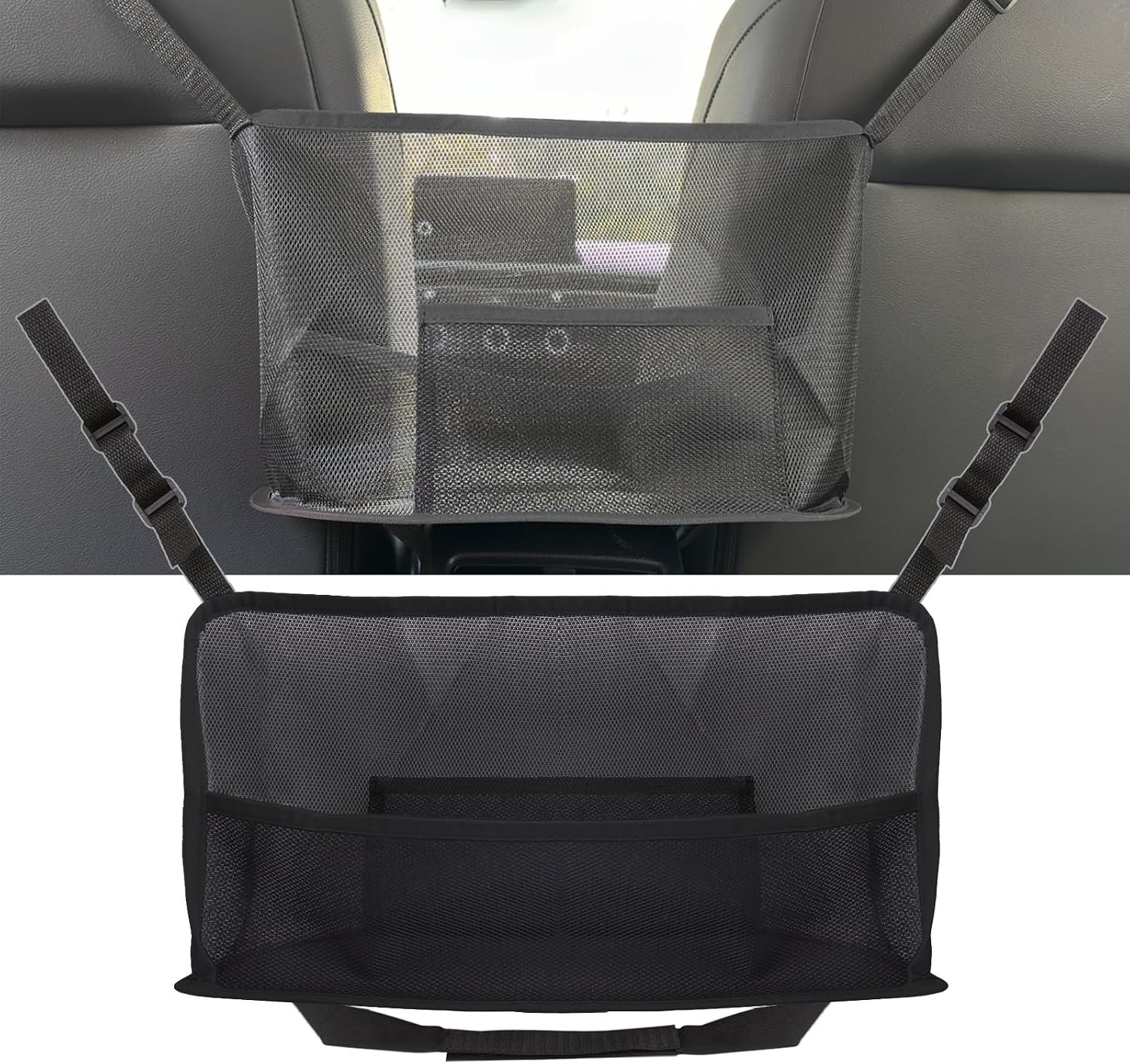Car Storage Bag, Auto Net Pocket Handbag Net Holder, Backseat Barrier,Black
