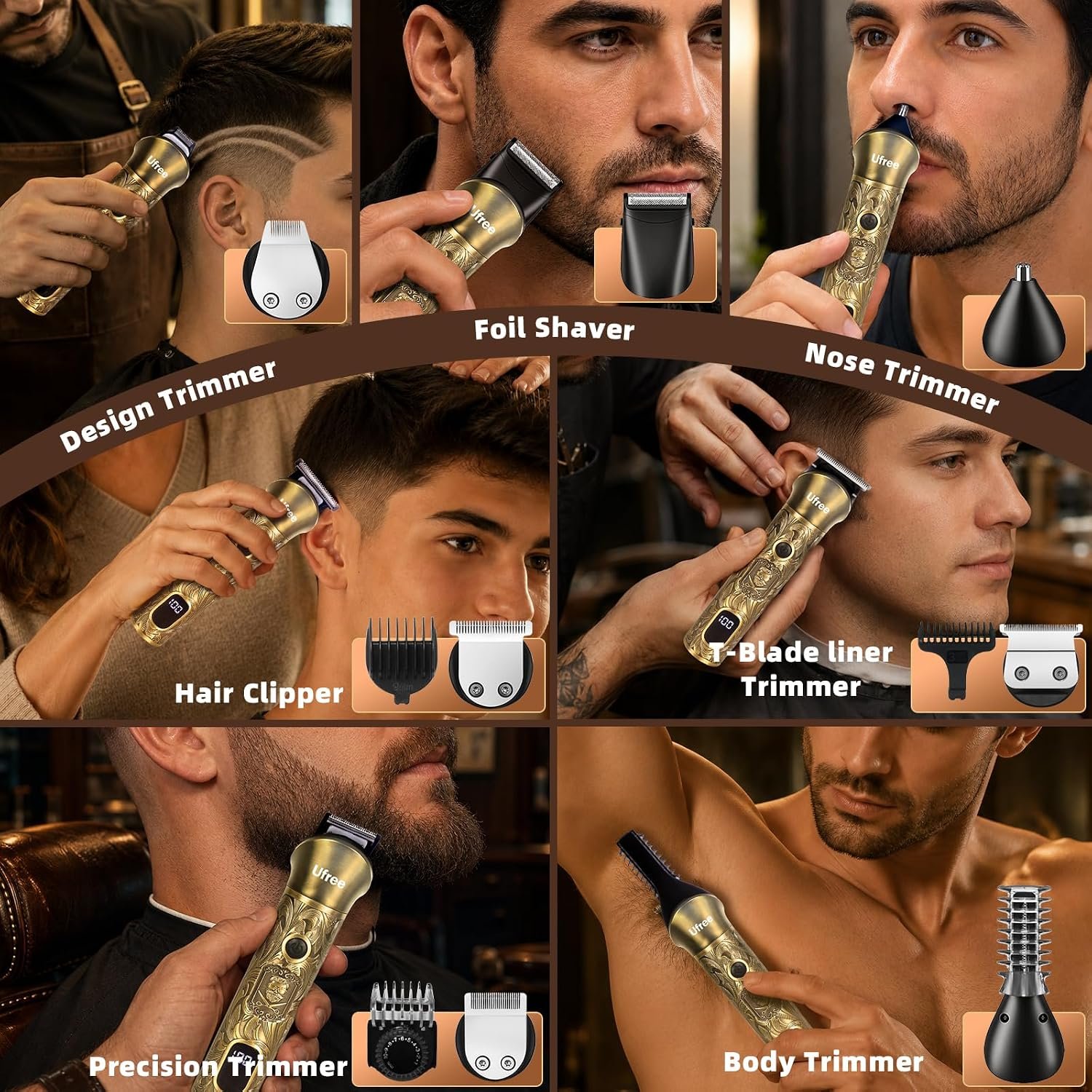 Ufree Professional Beard Trimmer for Men, Electric Shaver Razor, Men Gift - Image 4