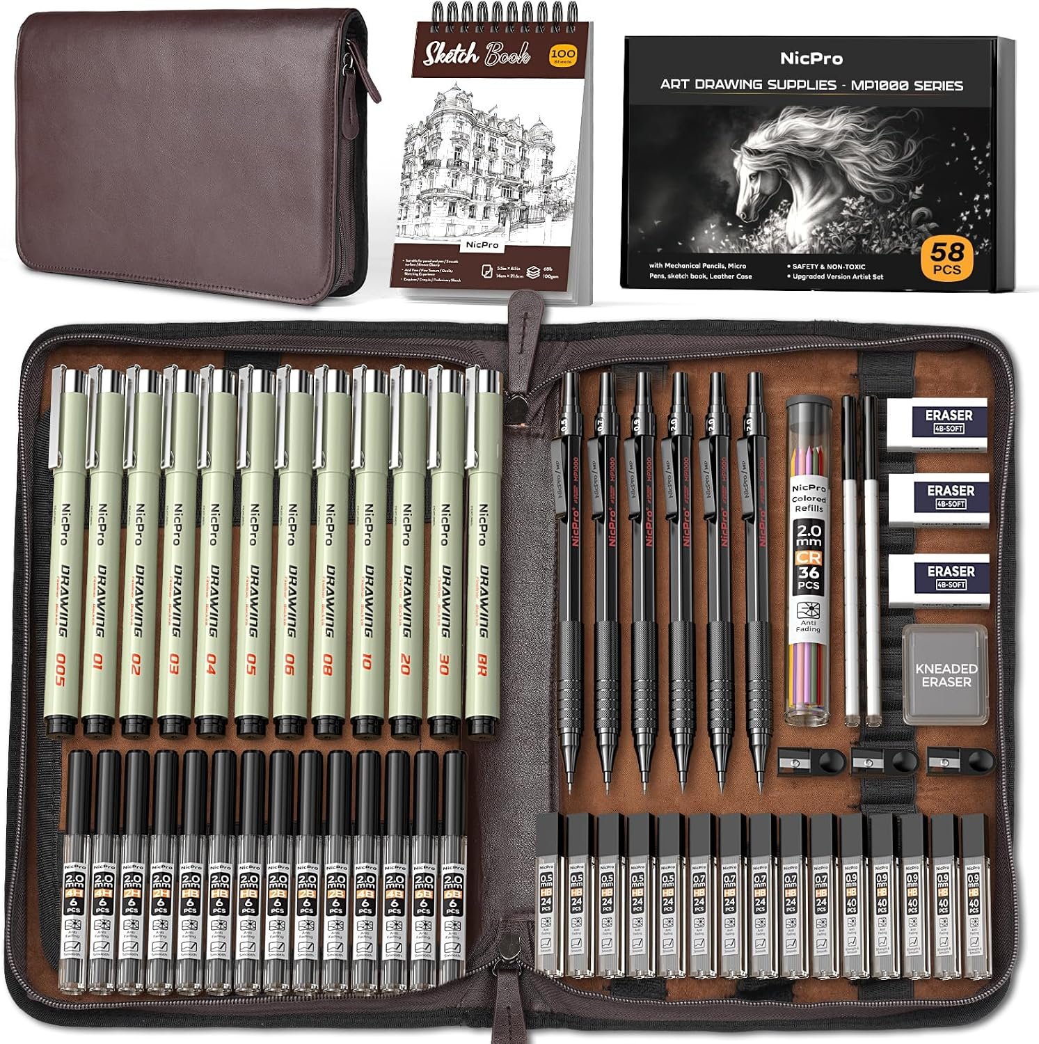 Nicpro 58PCS Art Drawing Supplies K...