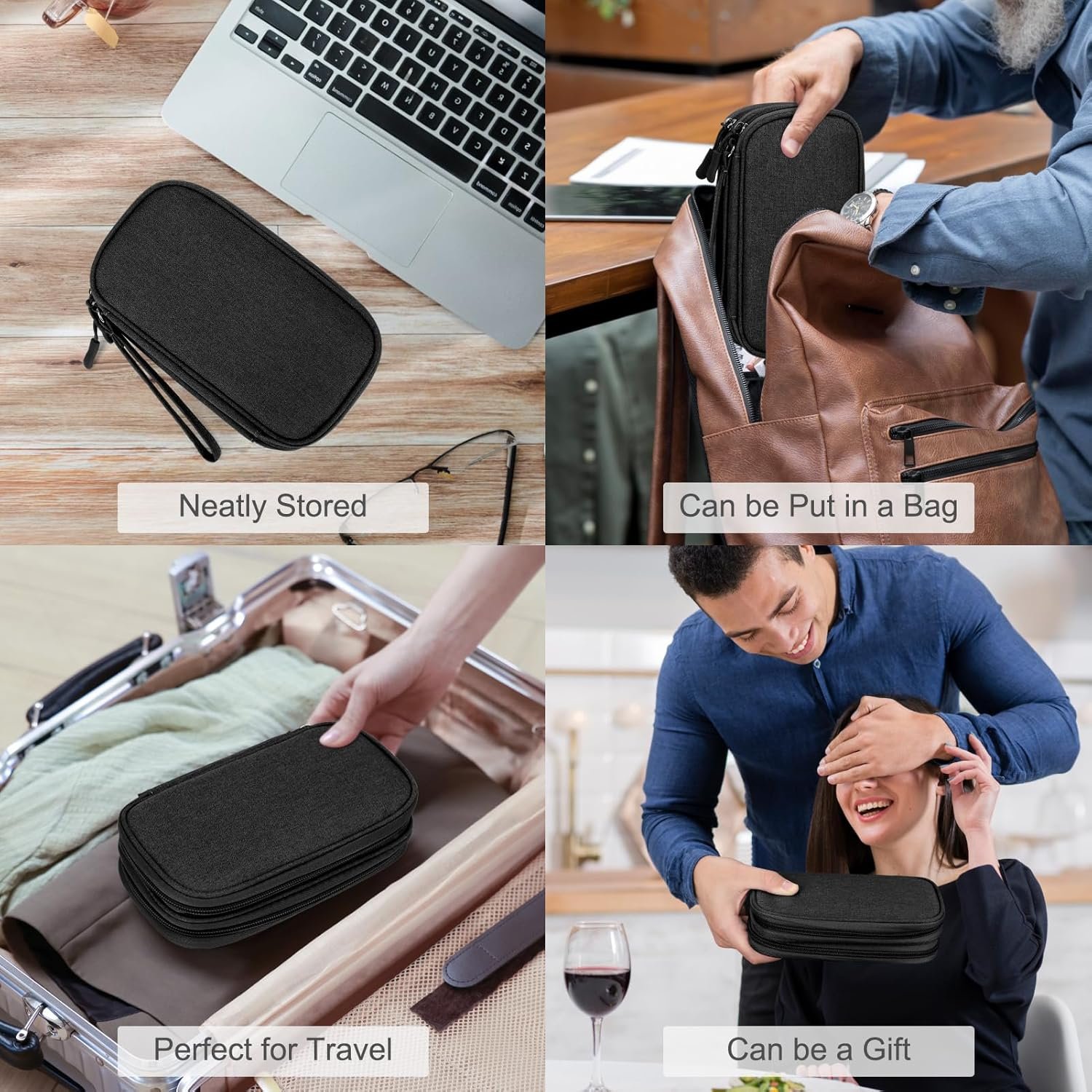 FYY Electronic Organizer, Travel Tech Pouch Bag, Cable Organizer Black - Image 7