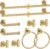 Brushed Gold Towel Bar Set 10 Pieces Round Bathroom Hardware Set Includes 23.6in Towel Bar Towel Ring Toilet Paper Holder Towel Hooks Stainless Steel Wall-Mounted Bathroom Towel Holder Set